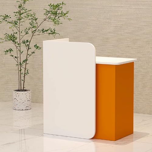 Moderner Empfangstisch für Schönheitssalons mit Aufbewahrungsschubladen Elegante Fronttheke für Salons & Büros Weiß und Orange Eingangstisch - 120 cm Lang Moderner Empfangstisch für Schönheitssalons mit Aufbewahrungsschubladen Elegante Fronttheke für Salons & Büros Weiß und Orange Eingangstisch - 120 cm Lang von Generisch