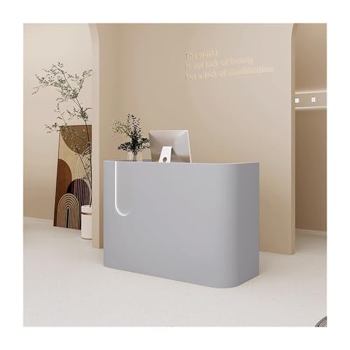 Moderner Empfangstisch mit LED-Beleuchtung – sichere Transaktionstheke mit abschließbarer Schublade für Hotels, Bekleidungsgeschäfte und Büros (Grau, 60 x 50 cm) von Generisch