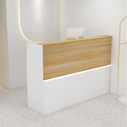 Moderner Empfangstisch mit LED-Beleuchtung und abschließbarer Schublade, luxuriöser Thekentisch mit offenen Regalen, für Salon-Kassenschreibtisch von Generisch