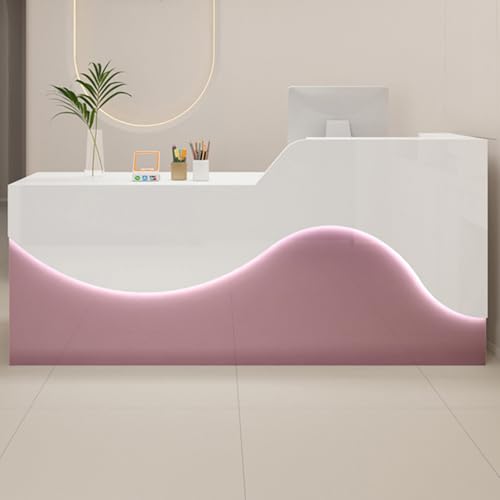 Moderner Empfangstisch mit LED-Leuchten und abschließbaren Schubladen - L-förmiges Schallwand-Design von Generisch