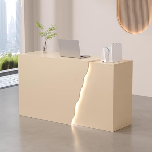 Moderner Empfangstisch mit LED-Lichtern, Einzelhandelstheke mit Schubladen, Stehschreibtisch für Salon, Lobby, Kasse von Generisch
