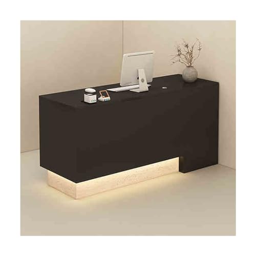 Moderner Empfangstisch mit Schubladen, 120 cm, links, schwarzes Travertin-Finish, perfekt für Büros, Schönheitssalons, Eingangshallen – stilvolle und funktionale Büromöbel. von Generisch
