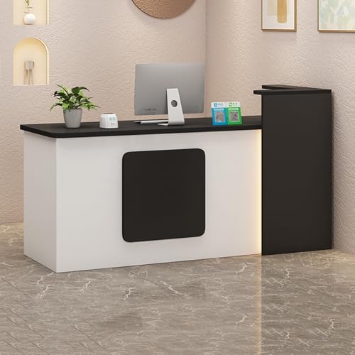Moderner Empfangstisch mit Schubladen, platzsparend, einfache Installation, stilvoller schwarzer Tisch für Büro und Ladengebrauch (280 x 55 x 100 cm) von Generisch