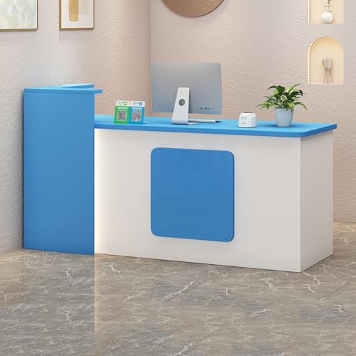Moderner Empfangstisch mit Schubladen, platzsparendes Design, einfach zu installieren, stilvoller Bürotisch für Unternehmen, Blau-R 240 x 55 x 100 cm Moderner Empfangstisch mit Schubladen, platzsparendes Design, einfach zu installieren, stilvoller Bürotisch für Unternehmen, Blau-R 240 x 55 x 100 cm von Generisch