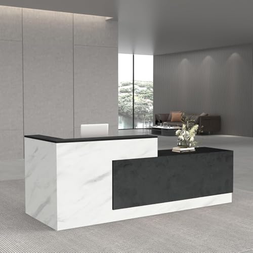 Moderner Empfangstisch mit Schubladen und Schränken, stilvolles Wolkenweiß, 280 x 61 x 105 cm, ideal für Schönheitssalons und Einzelhandelsgeschäfte, funktionales und elegantes Design von Generisch