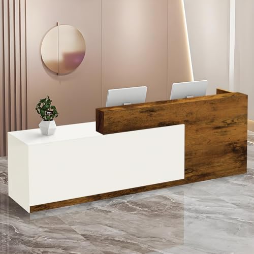 Moderner Empfangstisch mit Schubladen und offenen Regalen, 100-180 cm Front-Tresentisch für Büro, Salon, Lobby, Einzelhandelsgeschäft oder Heimarbeitsplatz von Generisch