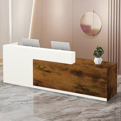 Moderner Empfangstisch mit Schubladen und offenen Regalen, 100-180 cm Front-Tresentisch für Büro, Salon, Lobby, Einzelhandelsgeschäft oder Heimarbeitsplatz von Generisch