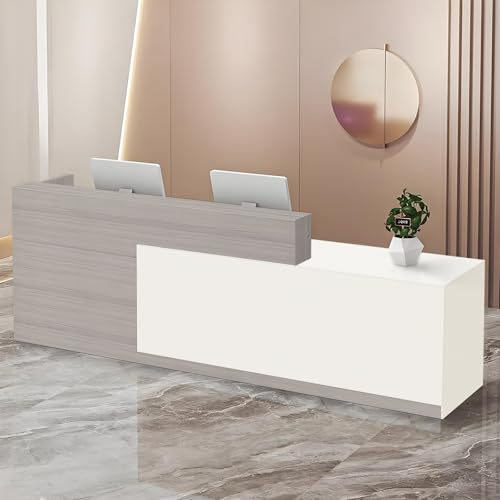 Moderner Empfangstisch mit Schubladen und offenen Regalen, 100-180 cm Front-Tresentisch für Büro, Salon, Lobby, Einzelhandelsgeschäft oder Heimarbeitsplatz von Generisch