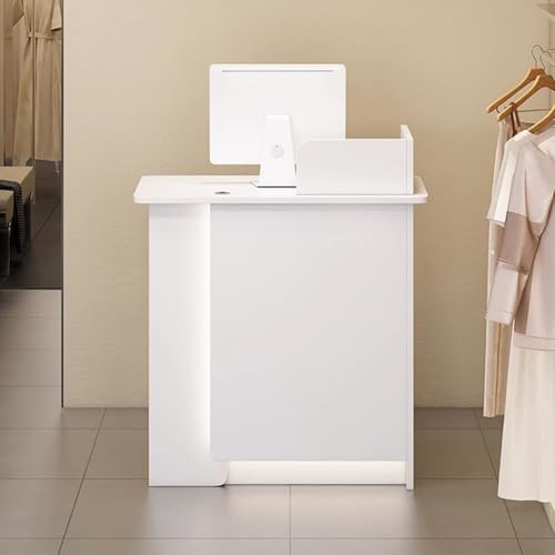 Moderner Empfangstisch mit abschließbaren Schubladen, LED-beleuchtet, kleine Bürotheke, schlichtes Design für Schönheitssalon & Bekleidungsgeschäft (100 x 45 x 95 cm) von Generisch