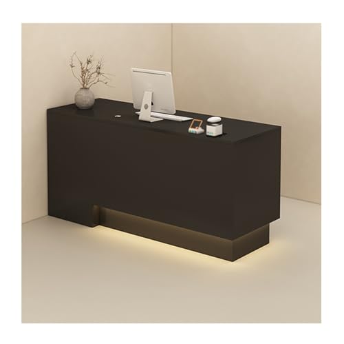 Moderner Empfangstisch mit abschließbaren Schubladen, stilvoller Kassentisch mit LED-Lichtern, Bürotisch für Schönheitssalon und Einzelhandelsgeschäft (L110 cm) von Generisch