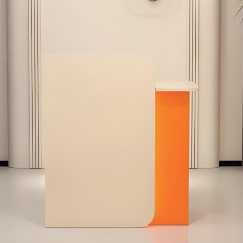Moderner Empfangstisch mit abschließbaren Schubladen für Salon oder Büro, kleiner Kassenschreibtisch und Kassenzähler, Aprikose + Orange, 140 cm von Generisch