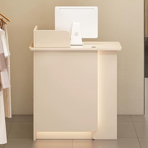 Moderner Empfangstisch mit abschließbaren Schubladen für Schönheitssalon, Büro oder Klinik, kleine Fronttheke für Lobby oder Einzelhandel, Beige, 120 cm von Generisch