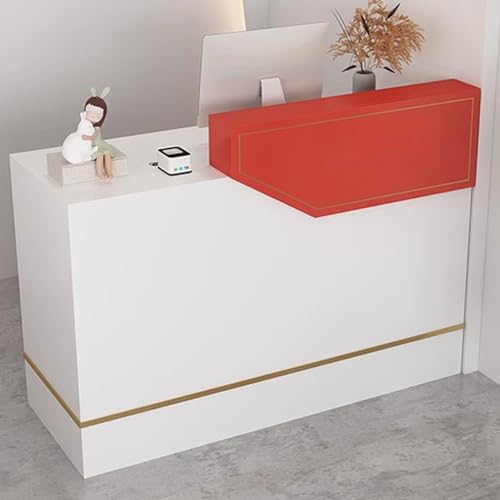 Moderner Empfangstisch mit abschließbaren Schubladen und Tastaturablage, 100 cm, Rot von Generisch