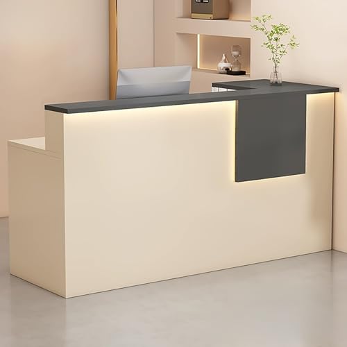 Moderner Empfangstisch mit abschließbaren Schubladen und Tastaturablage, stilvolle Fronttheke für Büro, 100 x 45 x 90 cm, langlebiges und funktionales Design, Beige von Generisch