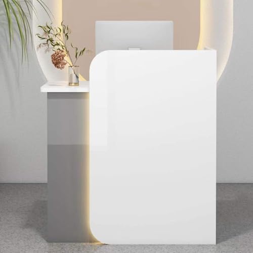 Moderner Empfangstisch mit abschließbarer Schublade, Einzelhandel, Kassentisch, Computerschrank für Büro, Salon, Boutique und Spa, stilvolles Design in Weiß und Grau Moderner Empfangstisch mit abschließbarer Schublade, Einzelhandel, Kassentisch, Computerschrank für Büro, Salon, Boutique und Spa, stilvolles Design in Weiß und Grau von Generisch