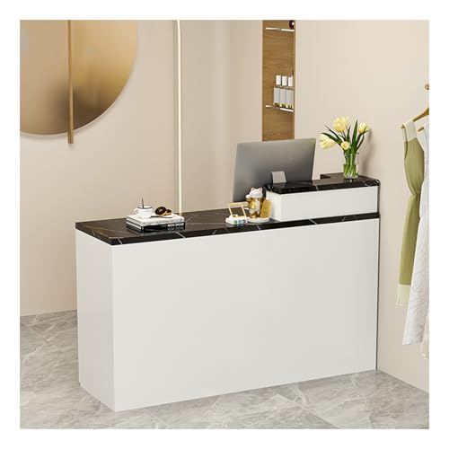 Moderner Empfangstisch mit abschließbarer Schublade, Einzelhandelskasse, mit privaten Paneelen, leicht zu reinigender Tisch für kleine Räume, 80 cm, Design auf der linken Seite von Generisch
