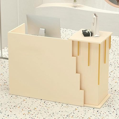 Moderner Empfangstisch mit abschließbarer Schublade, Theke, Kassentisch, stilvoller Computer-Arbeitsplatz für Geschäft, Klinik, Büro, Aprikose und natürliches Finish Moderner Empfangstisch mit abschließbarer Schublade, Theke, Kassentisch, stilvoller Computer-Arbeitsplatz für Geschäft, Klinik, Büro, Aprikose und natürliches Finish von Generisch