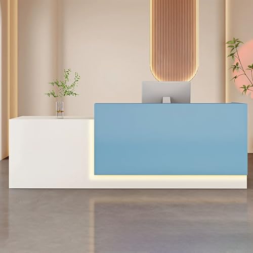 Moderner Empfangstisch mit abschließbarer Schublade, höhenverstellbar, Weiß und Blau, 120 cm, ideal für Geschäftsveranstaltungen, Büromöbel, stilvoller Empfangsbereich Moderner Empfangstisch mit abschließbarer Schublade, höhenverstellbar, Weiß und Blau, 120 cm, ideal für Geschäftsveranstaltungen, Büromöbel, stilvoller Empfangsbereich von Generisch