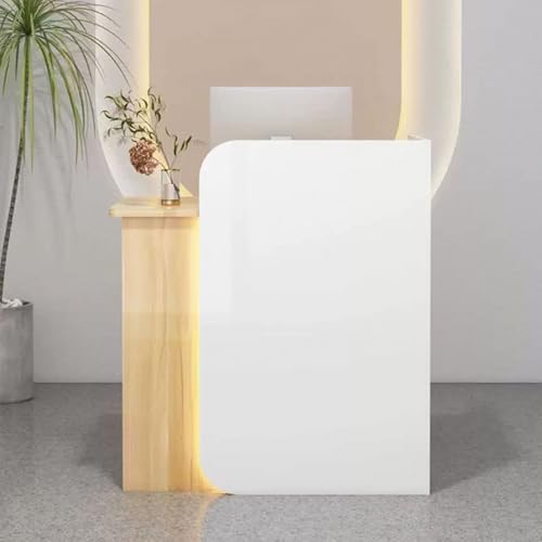 Moderner Empfangstisch mit abschließbarer Schublade – Weiß & Natur Kasse für Salon, Büro, Lobby – Kompakte 120 cm Rezeptionsmöbel für den Einzelhandel Moderner Empfangstisch mit abschließbarer Schublade – Weiß & Natur Kasse für Salon, Büro, Lobby – Kompakte 120 cm Rezeptionsmöbel für den Einzelhandel von Generisch