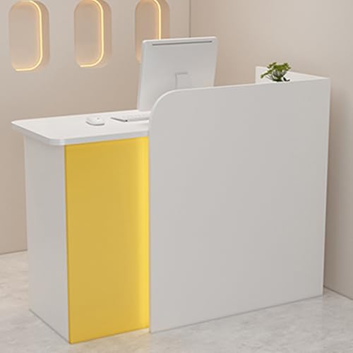Moderner Empfangstisch mit abschließbarer Schublade und Kabeldurchführung, Gelb, (L) 80 cm von Generisch