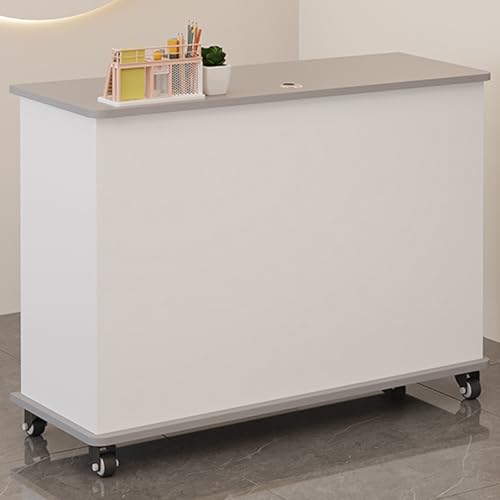 Moderner Empfangstisch mit feststellbaren Rollen und Schubladen, stilvoller Eingangstisch für Büro oder Lobby, perfekt für Gäste-Check-In und Empfangsbereiche von Generisch