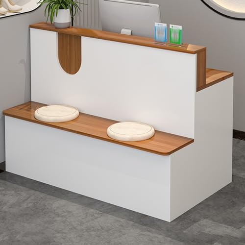 Moderner Empfangstisch mit weißem und goldenem Teak-Finish, einfache mobile Theke für Computer-Arbeitsplatz, Bartheke mit Teeständer, 100 cm, langlebiges Design Moderner Empfangstisch mit weißem und goldenem Teak-Finish, einfache mobile Theke für Computer-Arbeitsplatz, Bartheke mit Teeständer, 100 cm, langlebiges Design von Generisch
