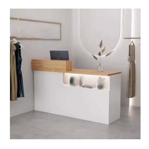 Moderner Empfangstresen Schreibtisch mit Theke, eleganter Willkommensschreibtisch für Flur, Schönheitssalon, Bekleidungsgeschäft, gerade Empfangstheke (Holz 120 cm) von Generisch