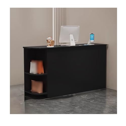 Moderner Empfangstresen mit Schubladen - Elegantes Büro Empfangstresen Kompaktes Design mit offener Front (Schwarz 140cm/55.1) - Stilvoller Salon und Kasse von Generisch
