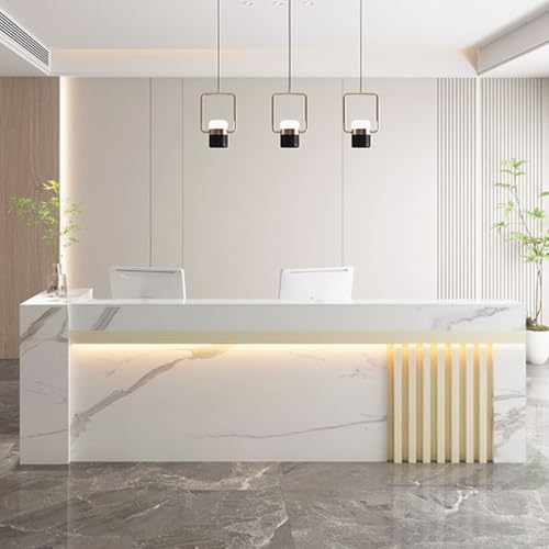 Moderner Empfangstresen mit Stauraum, stilvolle Theke für Geschäftsräume, weiche Beleuchtung inklusive Moderner Empfangstresen mit Stauraum, stilvolle Theke für Geschäftsräume, weiche Beleuchtung inklusive von Generisch