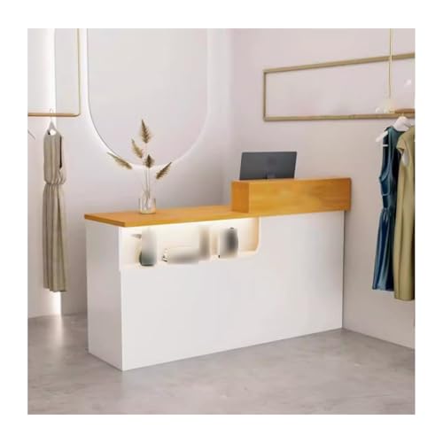 Moderner Empfangstresen – stilvolle Theke für Lobby, Bety Salon & Bekleidungsgeschäft, Gold-Finish, 120 cm, eleganter Schreibtisch mit Verkaufstheke auf der linken Seite von Generisch