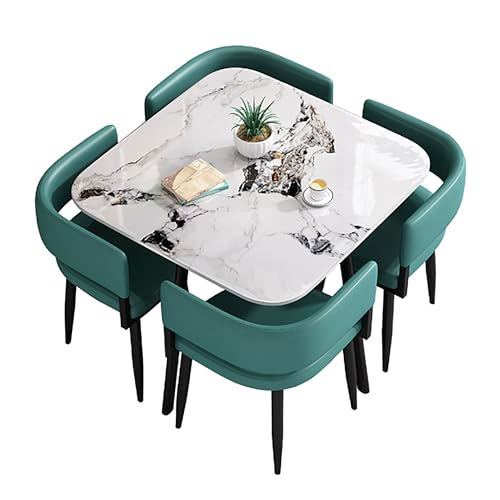 Moderner Esstisch Set für 4 - Stilvoller quadratischer/runder Küchentisch & 4 Stühle für kleine Räume, 5-teilige Möbel für Esszimmer & Meetings Platzsparendes Design von Generisch