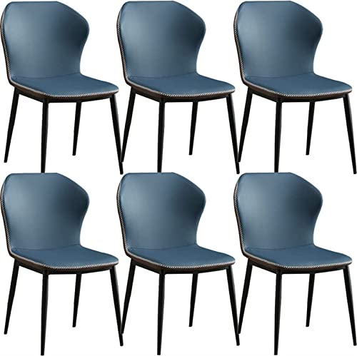 Moderner Esszimmerstuhl, 6er-Set, wasserdichtes PU-Leder, hohe Rückenlehne, gepolsterter weicher Sitz, stilvolle Empfangsstühle für Esszimmer & Wohnzimmer (Blau) von Generisch