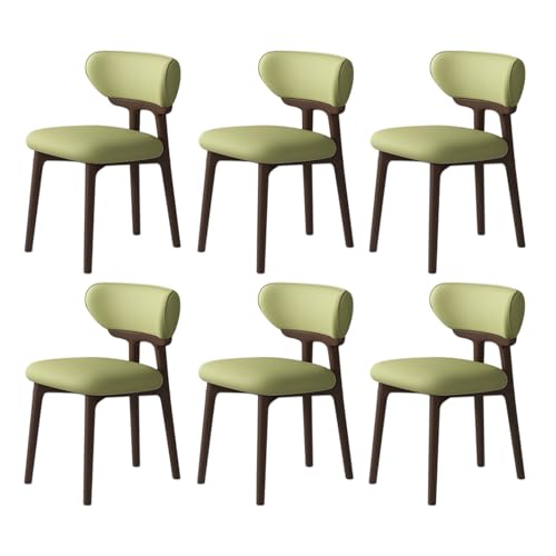 Moderner Esszimmerstuhl, Set mit 2/4/6 stabilen Holzstühlen mit gebogener Rückenlehne für Küche, Wohnzimmer und Kommode (dunkles Walnuss und Grün) von Generisch