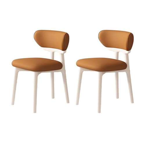 Moderner Esszimmerstuhl 2er 4er 6er Set Elegante Holzstühle mit gebogener Rückenlehne & stabilen Beinen für Küche Wohnzimmer & Esszimmer (Weiß & Orange) von Generisch