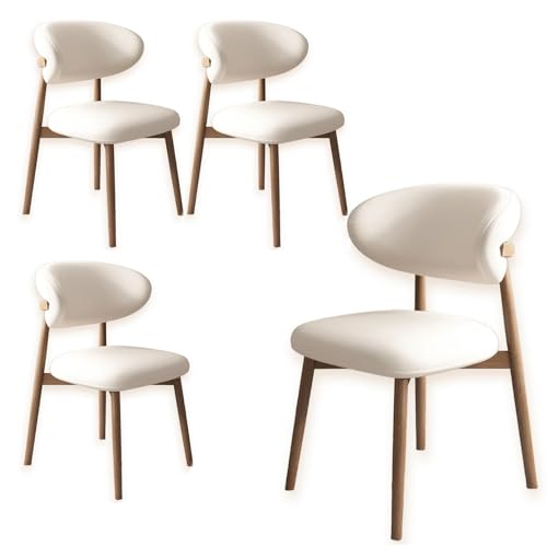 Moderner Esszimmerstuhl 2er 4er oder 6er Set - Ergonomische Weiche & Bequeme Küchenstühle mit Holzbeinen Ideal für Esszimmer Küche & Restaurant - Weiß & Helles Walnussholz Finish von Generisch