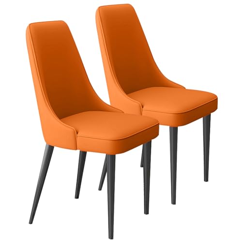 Moderner Esszimmerstuhl aus PU-Leder, gepolsterter Küchenstuhl mit hoher Rückenlehne, stabile schwarze Metallbeine, 47 cm, Sitzhöhe, unterstützt 150 kg, ideal für Esszimmer und Wohnzimmer von Generisch