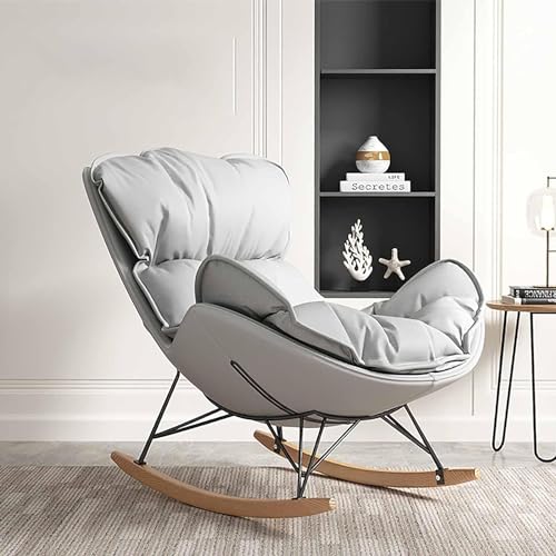 Moderner Freizeitstuhl mit Kissen und Massivholzbeinen, stilvoller Sessel für Wohnzimmer, Schlafzimmer oder Lounge Wippsessel Relaxsessel mit bequemen Sitzfläche von Generisch