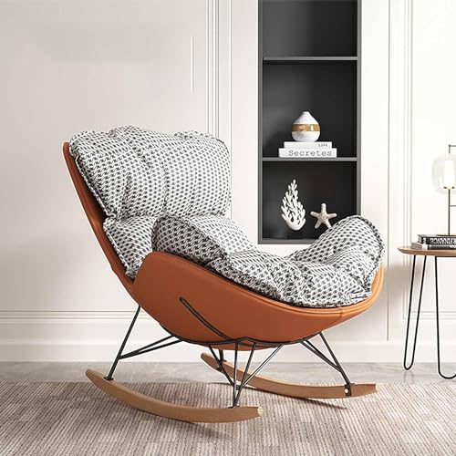 Moderner Freizeitstuhl mit Kissen und Massivholzbeinen, stilvoller Sessel für Wohnzimmer, Schlafzimmer oder Lounge Wippsessel Relaxsessel mit bequemen Sitzfläche von Generisch