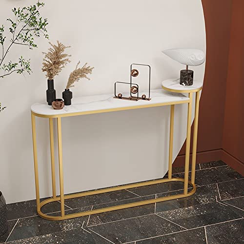 Moderner Glam Stone C Ultra schmal Golden Iron En Sofa Tisch Kunst Flur Tisch von Generisch