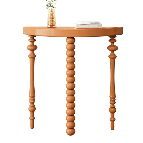 Moderner Halbmond-Konsolentisch – stabiler Holzeingangssofatisch für Flur und Wohnzimmer – stilvoller brauner Akzenttisch (80 x 25 x 80 cm) von Generisch