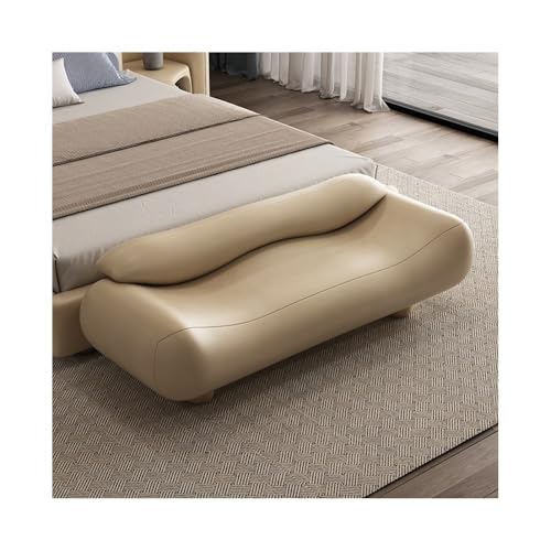 Moderner High-End-Wy Bett-End-Hocker mit Rückenlehne, stilvolle Nachttisch-Couch-Bank, dekorativer langer Sofa-Hocker für Schlafzimmer & Wohnzimmer (Khaki) von Generisch