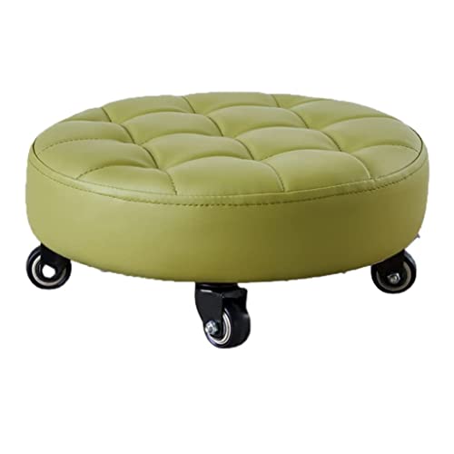 Moderner Hocker mit niedrigem Rollen, Sitz aus PU-Leder und Universalrollen, geeignet für Heimbüro, Küche, Garage oder Grünflächen. von Generisch
