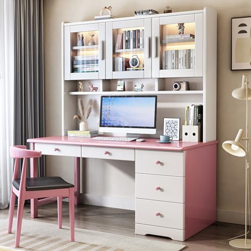 Moderner Home-Office-Schreibtisch mit Schubladen und Glastüren, geeignet für kleine Arbeitsstationen von Generisch