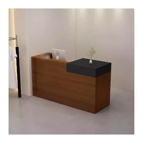 Moderner I-förmiger Empfangstisch – Stilvoller Schreibtisch aus schwarzem Walnussholz für Büro & Salon – Multifunktionaler Stehtisch – rechte Seite 100 cm – elegantes Design für professionelle Räume von Generisch