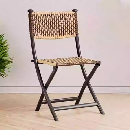 Moderner Klappstuhl aus der Mitte des Jahrhunderts – Vintage-PE-Rattan-Rückenlehne, stabiler Rahmen aus Karbonstahl, keine Montage erforderlich, klassisches skandinavisches Design, ideal für Büro und von Generisch