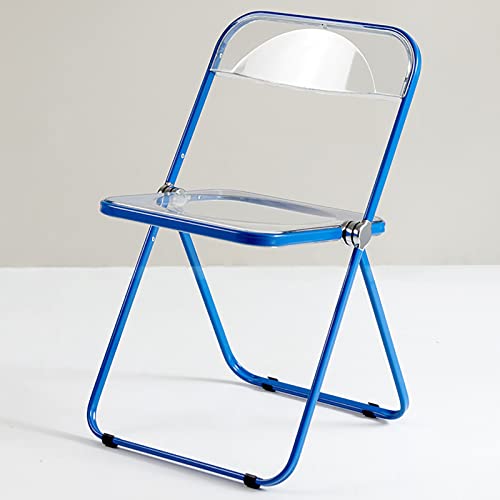 Moderner Klappstuhl aus transparentem Acryl, einzigartiges unsichtbares Design, transparenter PC-Kunststoffsitz für Wohnzimmer, blaue Farboption von Generisch