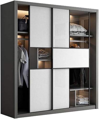 Moderner Kleiderschrank mit Schiebetüren, platzsparende Schlafzimmermöbel mit gehärtetem Glas für stilvolle Organisation zu Hause Moderner Kleiderschrank mit Schiebetüren, platzsparende Schlafzimmermöbel mit gehärtetem Glas für stilvolle Organisation zu Hause von Generisch