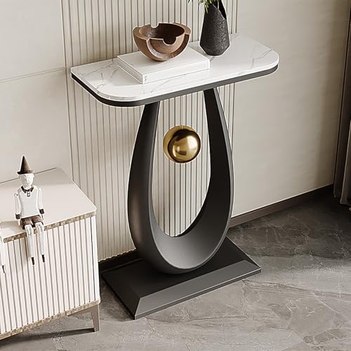 Moderner Konsolentisch, Halbmond-Eingangssofatisch mit gesinterter Steinplatte und Metallfuß, ideal für Wohnzimmer oder Flur, 40,6 x 30,5 x 190,5 cm von Generisch