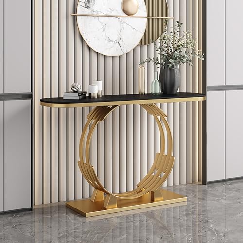 Moderner Konsolentisch, Marmorplatte, Akzenttisch mit kreisförmigem Sockel, Eingangsschreibtisch für Flur und Wohnzimmer Moderner Konsolentisch, Marmorplatte, Akzenttisch mit kreisförmigem Sockel, Eingangsschreibtisch für Flur und Wohnzimmer von Generisch