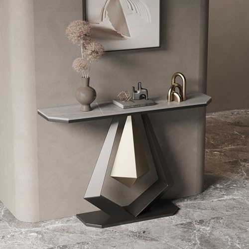 Moderner Konsolentisch, gesinterter Stein, schmaler langer Eingangssofatisch, luxuriöser Akzent-Ausstellungstisch mit Metallsockel für Flur, Wohnzimmer, Schlafzimmer Moderner Konsolentisch, gesinterter Stein, schmaler langer Eingangssofatisch, luxuriöser Akzent-Ausstellungstisch mit Metallsockel für Flur, Wohnzimmer, Schlafzimmer von Generisch